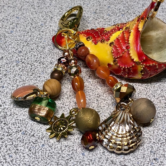 Genuine carnelian and picture jasper -sea/beach keychain/fob/purse bling NWOT - Picture 5 of 6